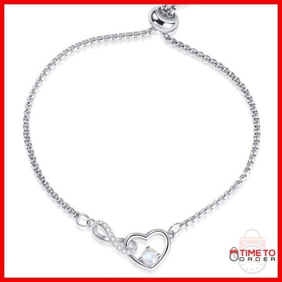 Adjustable Infinity Heart Moon Stone Anklet Bracelet Gift